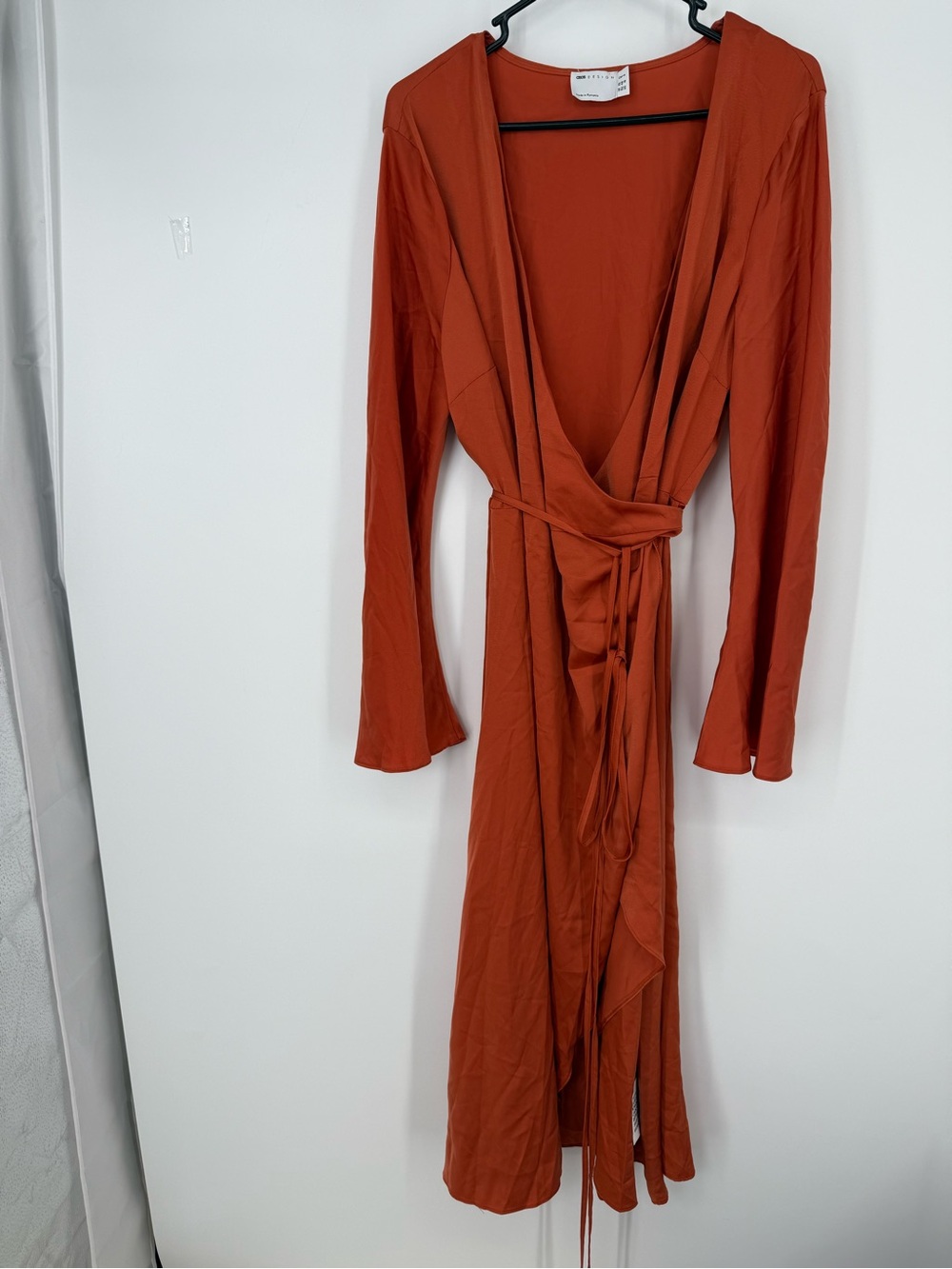 ASOS Curve long sleeve Rust Wrap Dress with Tie Waist size 16